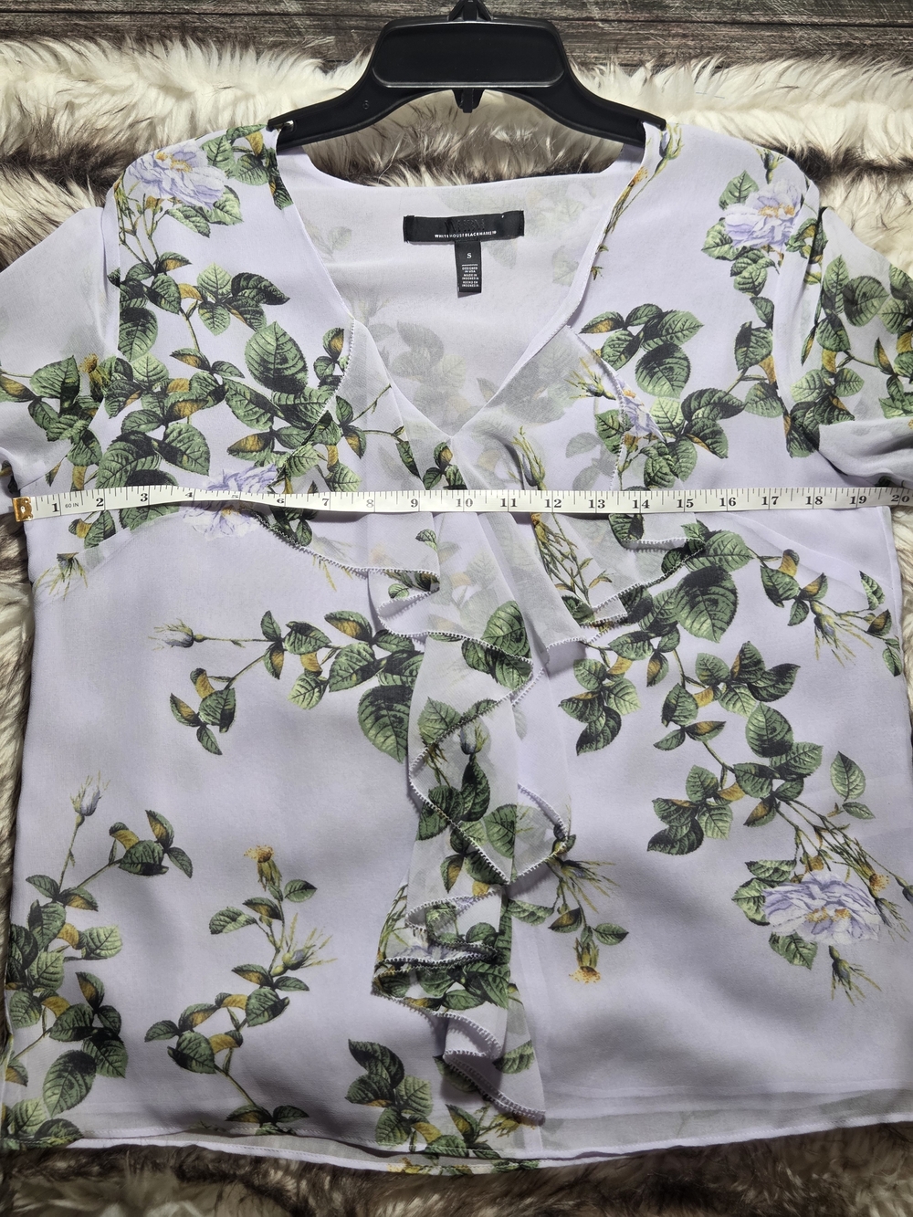 White House Black Market Floral Ruffle Blouse - Picture 9 of 11